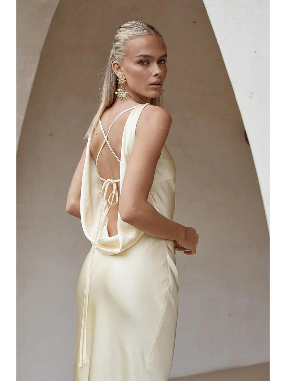 Runaway The Label  ADAIR MAXI DRESS LEMON size S NWT